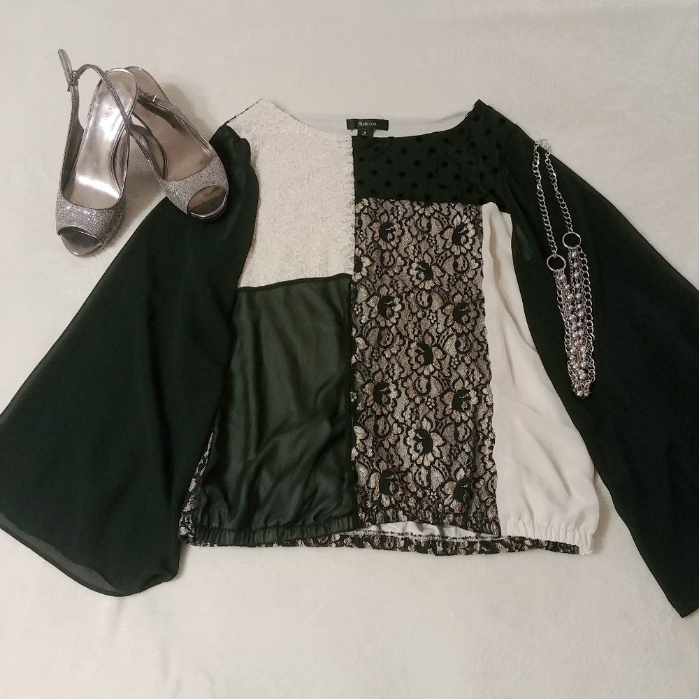 Style & Co Black and White lace top - Women's Medium